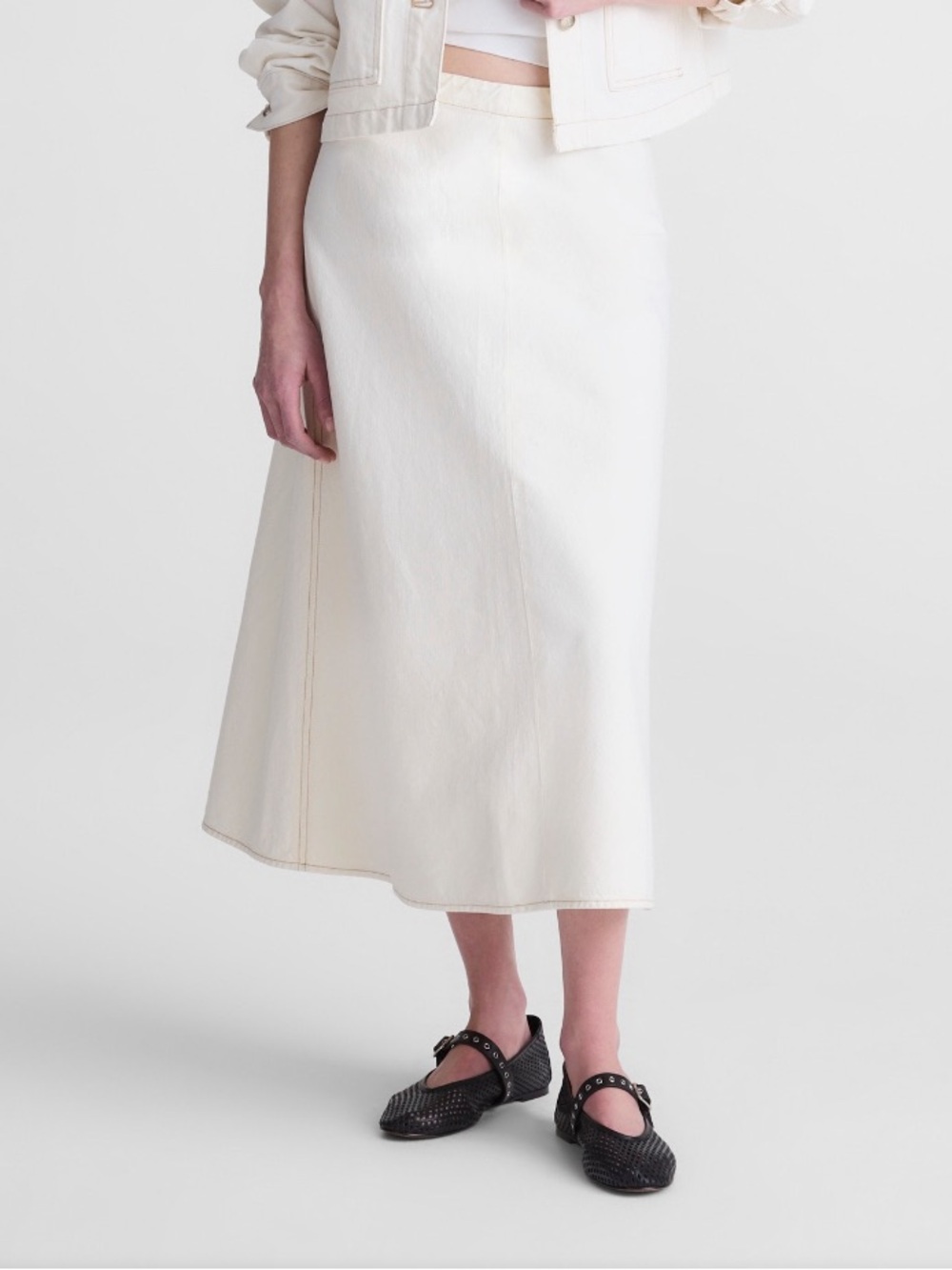 MADEWELL Airy Denim Slip Midi Skirt - Vintage Canvas